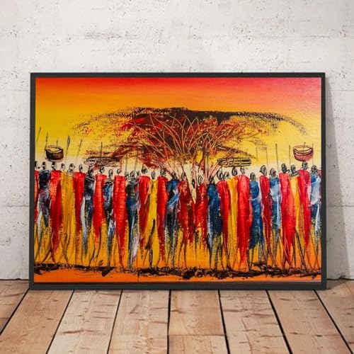 BMGKYAGL Modern African Landscape Paintings on Canvas Wall Abstract African Wall Art Prints and Posters Home Decor 20x30cm Frameless