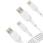 Belkin BoostCharge USB C charger cable, USB-C to USB-A cable, USB type C charging cable for iPhone 15, Samsung Galaxy S24, S24+, S24 Ultra, Pixel, iPad Pro, Nintendo Switch and more - 1m, 2pack, White