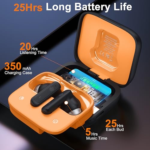 THREE PEACHES Wireless Earbuds Touch Screen ANC Active Noise Cancelling Earphones,In Ear Gaming Headphones Wireless Bluetooth Ear Phones ENC Ear Buds Noise Cancelling Bluetooth Earbuds LED Display