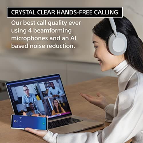 Sony WH-1000XM5 The Best Wireless Noise Canceling Headphones with Auto Noise Canceling Optimizer, Crystal Clear Hands-Free Calling, and Alexa Voice Control, Silver