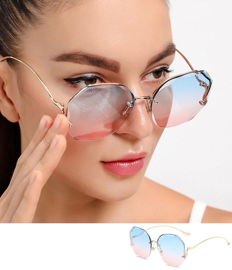 BSITSSS 3 Pcs Rimless Sunglasses Women Large Sunglasses UV 400 Polarized Sunglasses Ladies Sunglasses