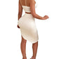 Women's Sleeveless Sexy Club Party Bandage Dresses Spaghetti Strap Two Piece Clubwear Crop Top + Lace Up Skirt White