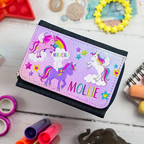 Girls Purse Unicorn Personalised Pretty Magical Childrens Denim Coin Money Wallet Gift KS152