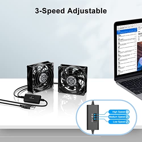 ELUTENG USB Fan 80mm 2 In 1 Computer Fan 5V 80 mm Fan 2700RPM 32CFM Dual USB PC Fans Cooling Radiator with Black Metal Grill Double Fans