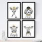 Nacnic Set of 4 prints of Animals Children Tones Yellows in A3 size, Poster. Frameless