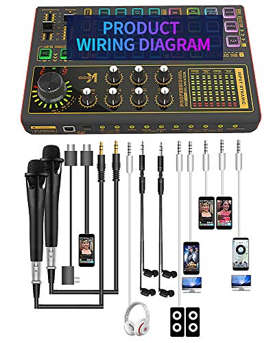 K300 Podcast Equipment Bundle, With Podcast Condenser Microphone, Voice Changer Sound Card with Multiple Sound Effects and LED Light, Prefect for Streaming/Podcasting/Gaming/Recording/YouTube/PC