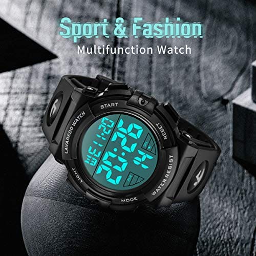 L LAVAREDO Mens Digital Watch Sports Military Watches Waterproof Outdoor Chronograph Wrist Watches for Men with LED Back Ligh/Alarm/Date