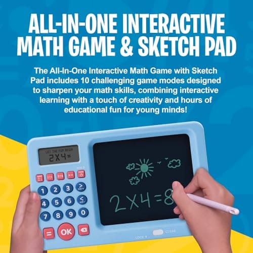 CoolToys Number Genius - Interactive Electronic Math Game with Sketch Pad - Educational Math Learning Games for Kids: Addition, Subtraction, Multiplication, Division, Number Comparison & Logic - Blue