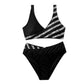 Bikini Sets for Older Women UK Two Piece Swimsuits High Waisted Top Swimwear Tankini Bottoms Tummy Control Printed Plus Size Bathing Suits Beachwear String Bikini A01 Black M