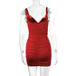 Zesoyne Womens Sexy Mini Dress Bodycon Ruched Tank Dress Spaghetti Strap Vneck Party Club Short Wrap Cami Dress Clubwear X-Small Red