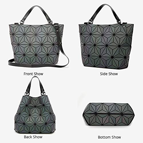 BestoU Geometric Grid Holographic Handbags for Ladies, Color Changing Ladies Purse PU Leather Shoulder Bag (color 3)