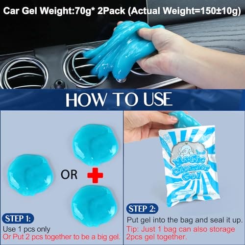 Fitosy Car Interior Duster Detail Brush Cleaning Gel Kit, Soft Dash Vent Dusting Car Slime Putty Detailing Brushes Accessories Essentials Supplies Tools for Auto,Truck,SUV,RV