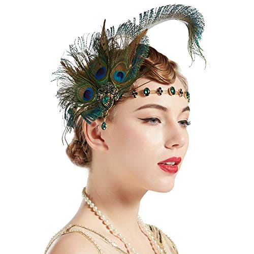 Coucoland 1920s Flapper Headband (Peacock)(Size: One Size)