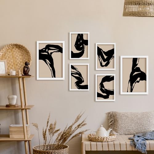 Nacnic Set of 6 Blunt Frames 2 Posters. In Shape Abstracts Decorative frames for your living room, bedroom, home. Wall art print. Sizes A4 and A3 with White Frames