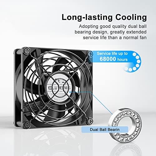 ELUTENG USB Fan 80mm 2 In 1 Computer Fan 5V 80 mm Fan 2700RPM 32CFM Dual USB PC Fans Cooling Radiator with Black Metal Grill Double Fans