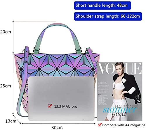 BestoU Geometric Grid Holographic Handbags for Ladies, Color Changing Ladies Purse PU Leather Shoulder Bag (color 3)