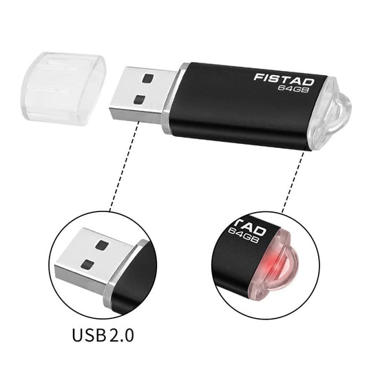 64GB USB Memory Stick USB 2.0 Flash Drive Thumb Drive Pen Drive - Black
