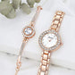 Clastyle Rose Gold Watch and Bracelet Set for Women - Elegant Diamond Ladies Watches with Bangle - Womens Watch and Jewellery Set with Mother of Pearl