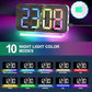 Sukeen Alarm Clock, 7.4" LED Digital Clock, Mirror Clock with 11 Colors Time Display, 10 Modes RGB Night Light, USB C Charger Port, Volume, Brightness, Alarm Clocks Bedside for Bedroom Home - White