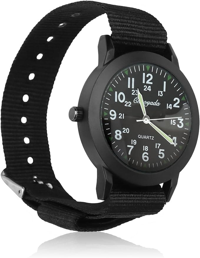 DNSHAN Mens Watch, Military Watches for Men, Analogue Quartz Wrist Watches for Men, Black Fashion Luxury Watches Army Tactical Sports Outdoor Casual Mens Wristwatch for Nylon Strap Minimalist Watches