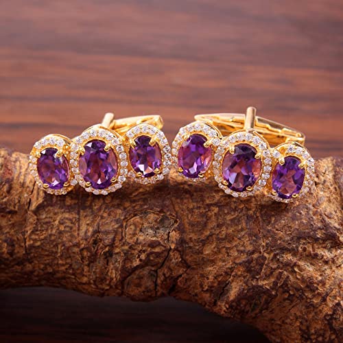 Silver Amethyst Engagement Cufflinks Gold Plated Amethyst Engagement Cufflinks For Men Amethyst Groomsmen Cufflinks 5 Ct Amethyst Cufflink Gift For Him January Birthstone Cufflinks For Men