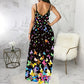 Summer Casual Plus Size Maxi Dresses for Wome Adjustable African Sundress Loose Butterfly Printed Dress with Pockets