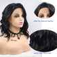 Xiweiya Wigs 1b# Black Loose Wave Bob Lace Front Wig Side Part Natural Black 13x4 Lace Front Wig Natural Hairline Heat Reistant Fiber Synthetic Full Wig Soft Wig for Women 14inch