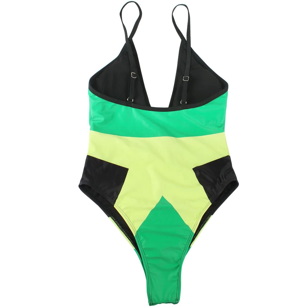 Women's Fashion Caribbean Jamaican Flag Rasta One Piece Swimsuit Swimwear (Large) Multicoloured