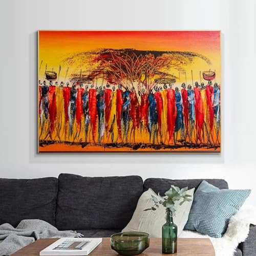 BMGKYAGL Modern African Landscape Paintings on Canvas Wall Abstract African Wall Art Prints and Posters Home Decor 20x30cm Frameless