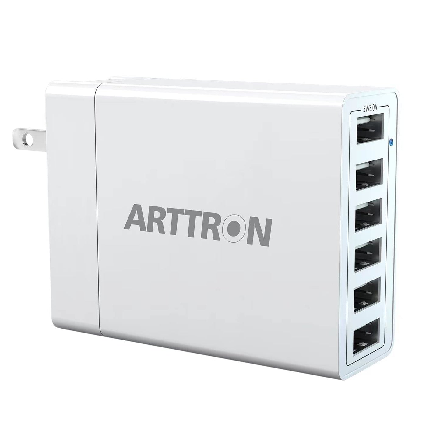 USB Wall Charger,Arttron 40W 6-Port USB Wall Charger Adapter,USB Charging Stations Lightweight Design,Foldable Wall Plug Multiport Charger for iPhone iPad Tablets Smartphones, Home Office Use