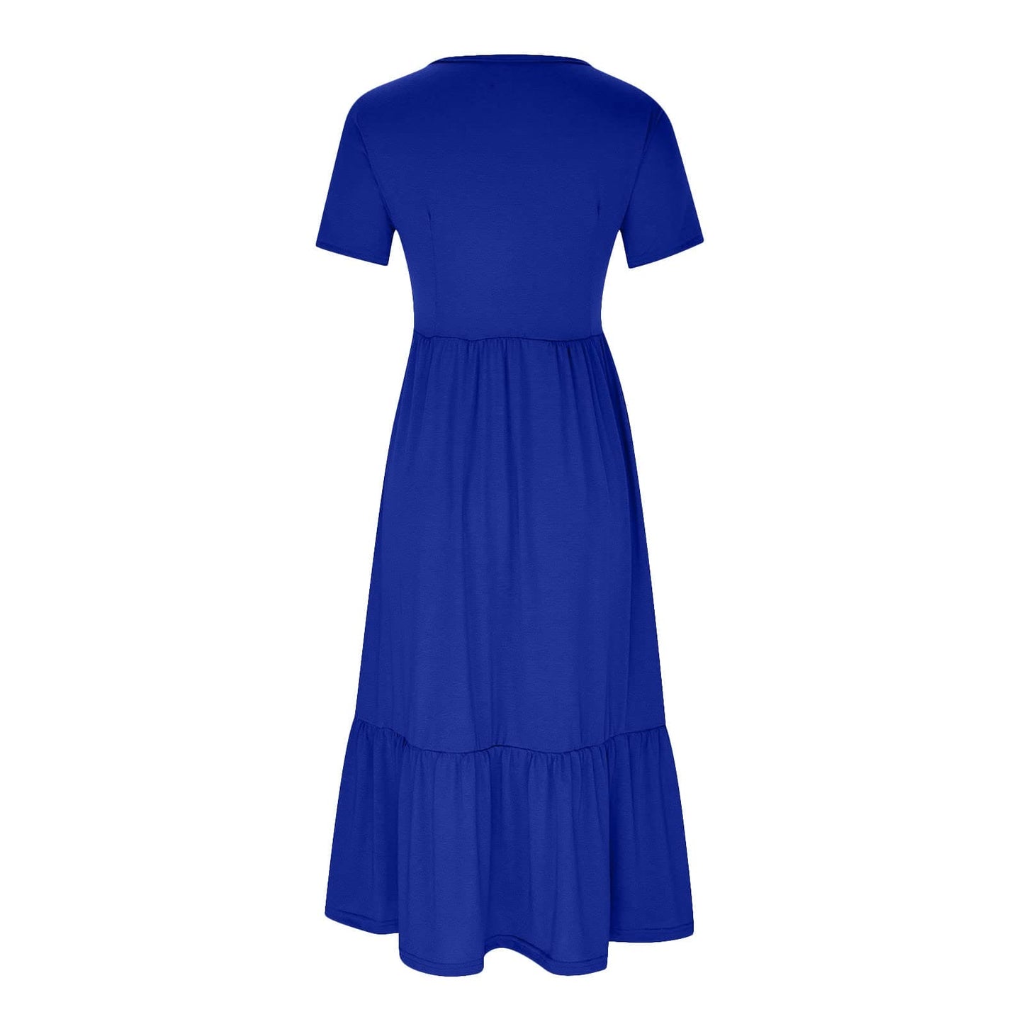 AMhomely Women Dress Sale Summer Casual Short Sleeve Crewneck Swing Dress Flowy Tiered Maxi Beach Dress w/ Pockets UK Ladies Dress Party Beach Dress Club Cocktail Work Dresses, Blue#1, XL