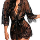 Avidlove black lace robe women Women's Lace Kimono Robe Babydoll Lingerie Mesh Nightgown Black S