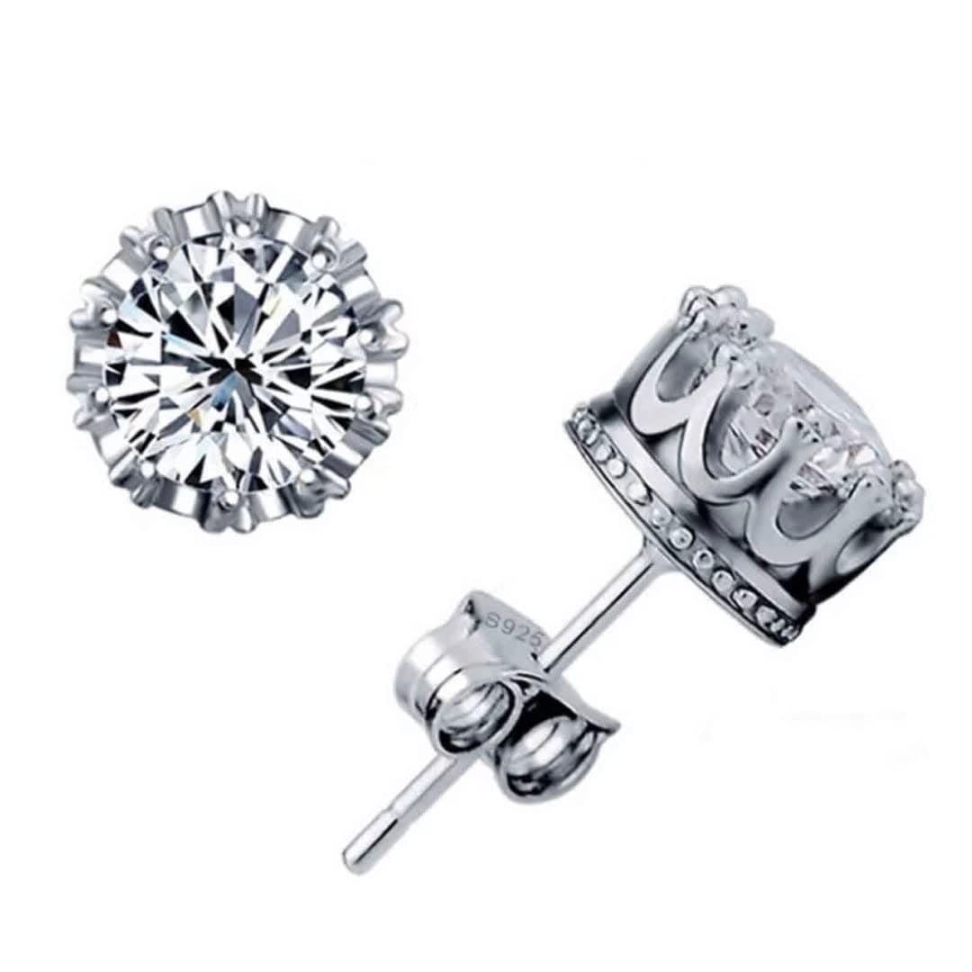 Celebrity Jewelry Shining AAA Cubic Zirconia Crown Solitaire Stud Earrings for Women