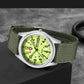 Gosasa Unisex Military Watches Sport Textile Nylon Strap Luminous Fashion Watch Analog Display Quartz Waterproof Casual Wristwatch (Green Luminous)