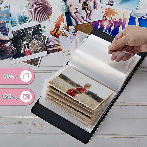 Photo Album 4x6 Photos - 60 Photos Capacity PU Leather Cover Photo Album with Strong Elastic Band, Portable Picture Album for Family Wedding Wedding Anniversary, Aesthetic Butterfly Flower