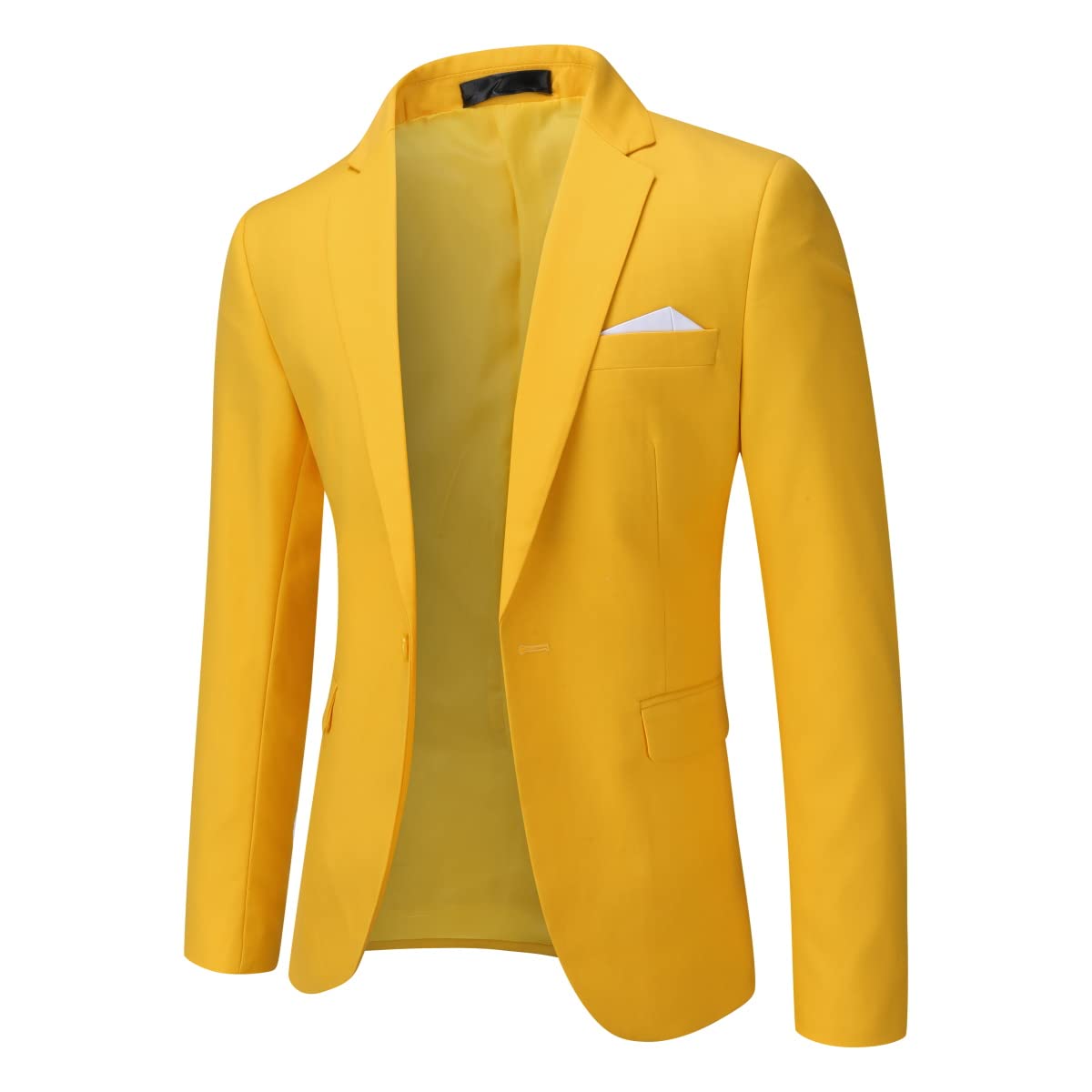 YOUTHUP Men's 2 Piece Slim Fit Suits 1 Button Business Wedding Suit Formal Blazer and Trousers, Yellow, XL