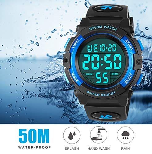 Kids Watches for Boys, Outdoor Waterproof Digital Sports Watch with Alarm/Stopwatch, Childrens Digital Wrist Watches for Teenagers Students Birthday/Christmas Gifts - Blue by RSVOM