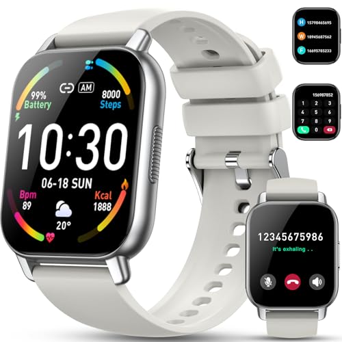 Hoxe Smart Watch for Men Women Answer/Make Calls, 1.85" Inch HD Touch Screen Fitness Watch with Heart Rate Sleep Monitor, 100+ Sports Modes, Step Counter, IP68 Waterproof, Compatible with Android IOS