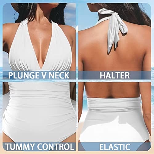 ZPINXIGN Women's Halter Swimsuit One Piece Bathing Suit V-Neck Tummy Control Swimwear, Jamaican Flag, Large