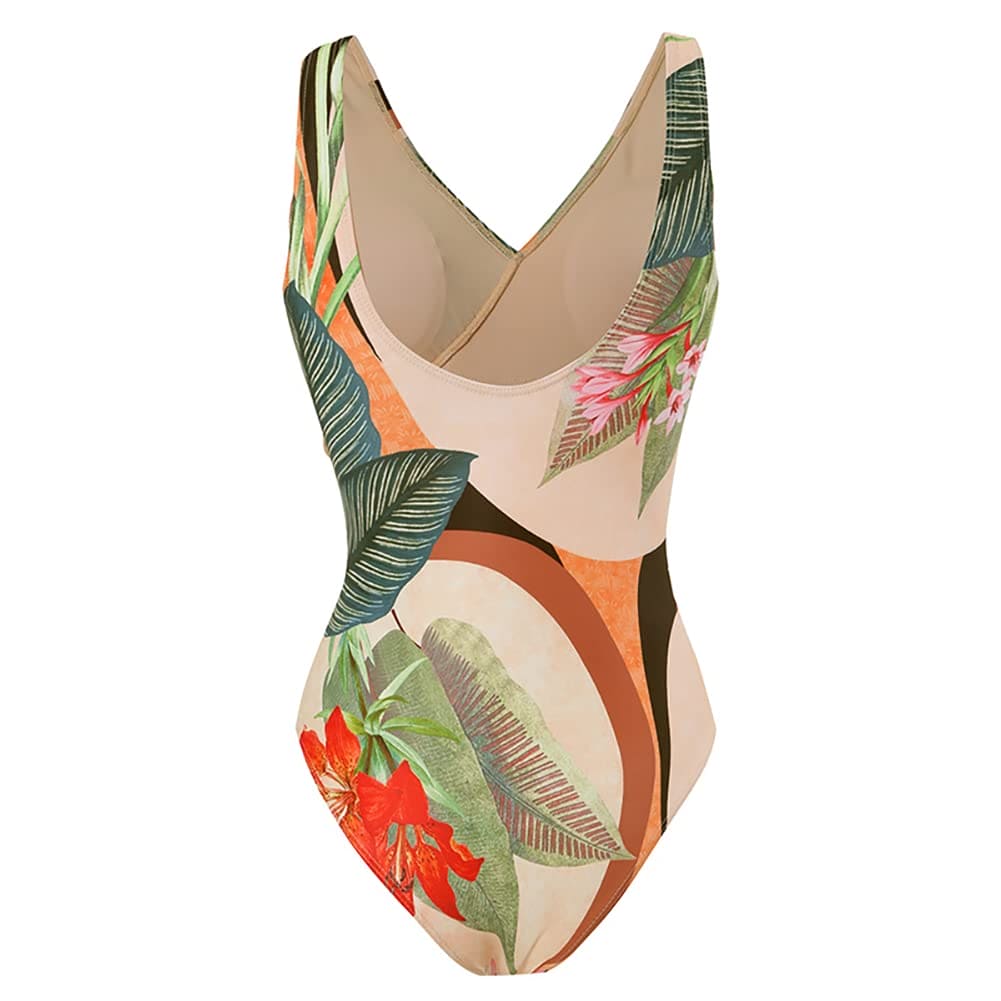 Swimming Costume Women Tummy Control Swimwear Sexy V Neck Flower Tankini + Wrap Coverups Cover Ups Swim Cover-ups & Sarongs 2 Piece Ladies Swimsuits with Skirt Beachwear Beach Wear Beige-23 L