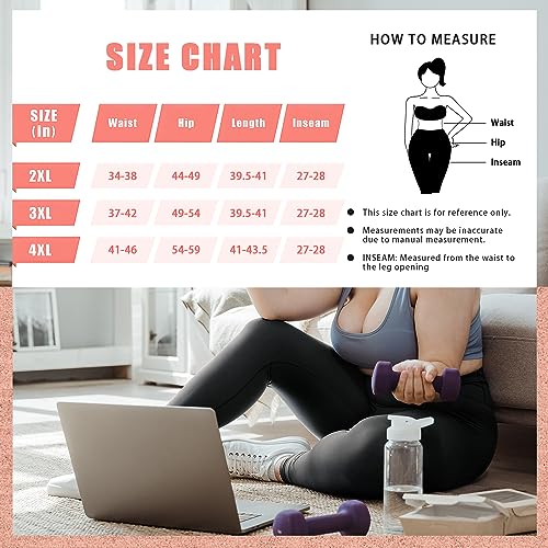 Sanpetix Leggings for Women, High Waist Plus Size Black Leggings for Women Black 1 Pack XXL