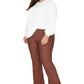 Trendyol Women Plus Size High Waist Wide Leg Regular fit Plus Size Trousers Brown