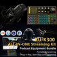 K300 Podcast Equipment Bundle, With Podcast Condenser Microphone, Voice Changer Sound Card with Multiple Sound Effects and LED Light, Prefect for Streaming/Podcasting/Gaming/Recording/YouTube/PC