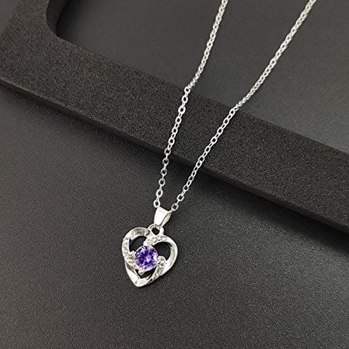 Janly Clearance Sale Women Necklaces & Pendants, Fashion fresh love silver clavicle necklace Females Jewellery, Jewelry Sets, Valentine's Day Ideal Gifts (Purple)