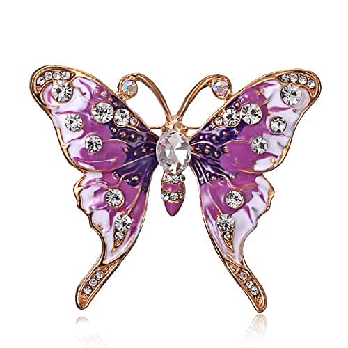 YUEMING Brooch Pin,Vintage Butterfly Brooch Pin Rhinestones Crystal Brooches Scarf Clips for Girls (Purple)