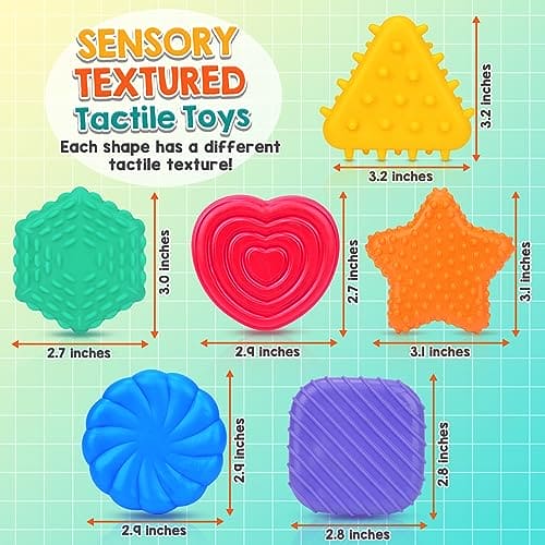 Sensory Toys for Kids Toddlers - Social Emotional Feelings Toys for Special Needs, Texture Shapes Learning Tactile Toy Preschool Classroom Must Haves, Calm Down Sensory Toys for Autistic Children