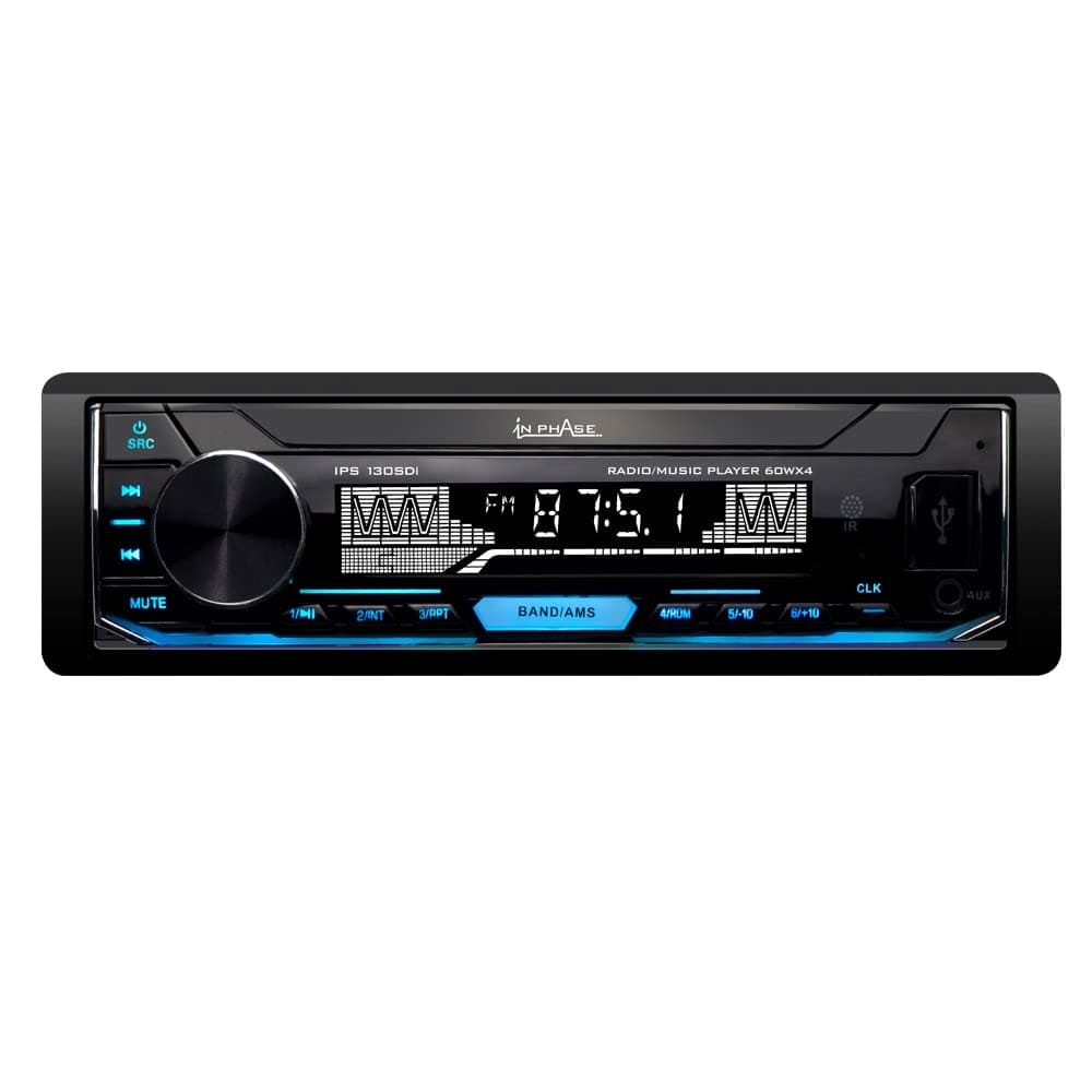 IN PHASE Audio IPS-130SDi Car Stereo with Remote Control and Detachable Shallow-Fit LCD Display - High Power 4 x 60 Watt Sound Mechless Digital Media Player with Aux-In, SD Card & USB Connectivity