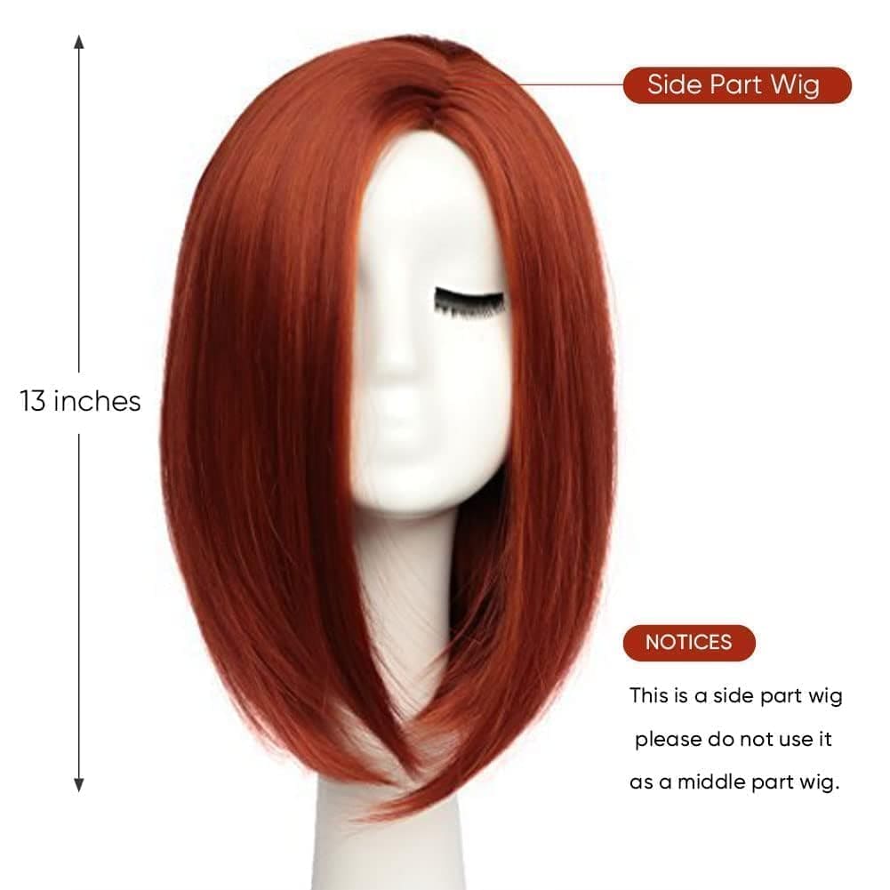 BESTUNG Short Bob Red Wigs for Women Neck Length Full Wig Natural Honey Red color Looking with Wig Cap(12 inch)