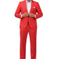 YOUTHUP Men's 2 Piece Slim Fit Suits 1 Button Business Wedding Suit Formal Blazer and Trousers, Red, XL