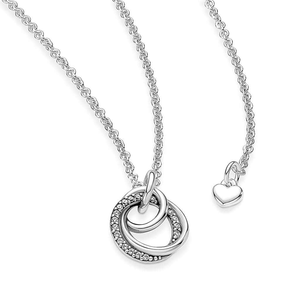 Pandora Moments Women's Sterling Silver Family Always Encircled Pendant Necklace, 60cm, With Gift Box